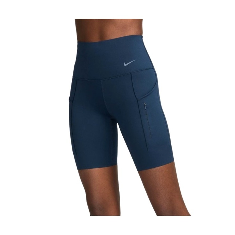 Nike Go Dri-FIT Biker Shorts Womens S Navy High Waisted 8" Inseam Running Gym